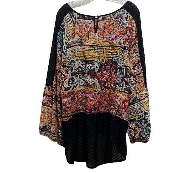 Marc Brouwer unlimited top hi-lo multicolored sheer geometric 2X - Picture 6 of 7